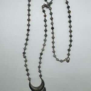 Marlyn Schiff Gray and Brown Crescent Necklace